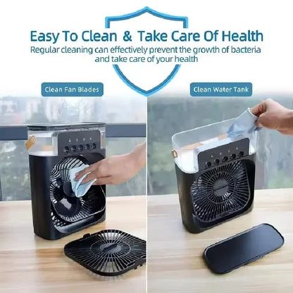 Portable Fan Air Conditioners USB Electric Fan Air Cooler LED Night Light Water Mist Fun 3 in 1 Air Humidifier for Home